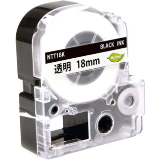 NTT18K<BR>テプラ互換ラベルカートリッジ　18mm 黒文字透明テープ<BR>日本ナインスター㈱