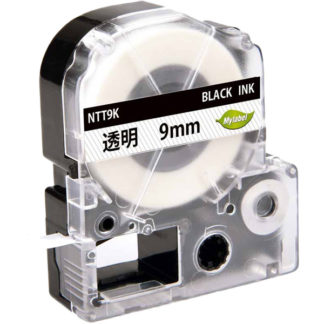 NTT9Kテプラ互換ラベルカートリッジ　9mm 黒文字透明テープ日本ナインスター㈱