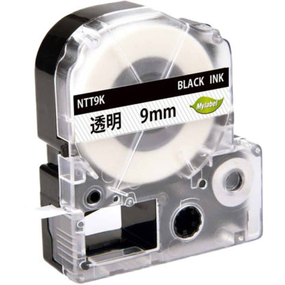 NTT9Kテプラ互換ラベルカートリッジ　9mm 黒文字透明テープ日本ナインスター㈱