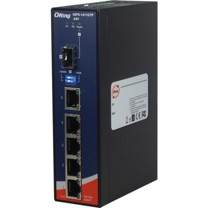 IGPS-1411GTP-24V産業用ギガビットPoEイーサネットスイッチ 24V入力対応 PoE×4＋ギガLAN×1＋SFP×1ＯＲｉｎｇＩｎｄｕｓｔｒｉａｌＮｔｗｋ