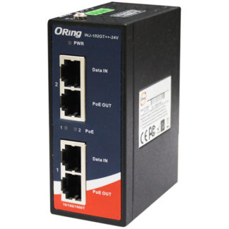 INJ-102GT++-24V<BR>産業用ハイパワープラスギガビットPoE++インジェクタ 24VDC入力対応 2ポート<BR>ＯＲｉｎｇＩｎｄｕｓｔｒｉａｌＮｔｗｋ