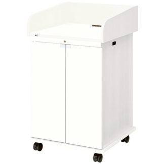 CMB-16UW1-W06N<BR>AVキャビネット完成品/演台タイプ/EIA16U/スタンダード天板/足入れなし/60φキャスター/ホワイト/木扉<BR>㈱オーエス
