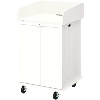 CMB-16UW1-W10N<BR>AVキャビネット完成品/演台タイプ/EIA16U/スタンダード天板/足入れなし/100φキャスター/ホワイト/木扉<BR>㈱オーエス