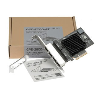 GPE-2500-4T<BR>PCIeバス対応 2.5GBASE-T 4ポート LANアダプター<BR>プラネックスコミュニケーションズ㈱