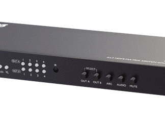 RS-HDSW42A-4KZ<BR>4K60Hz対応 外部音声出力付 4入力2出力HDMIマトリックス切替器<BR>ラトックシステム㈱