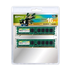 SP016GBLTU160N22<BR>メモリモジュール 240Pin DIMM DDR3-1600(PC3-12800) 8GB×2枚組<BR>シリコンパワー