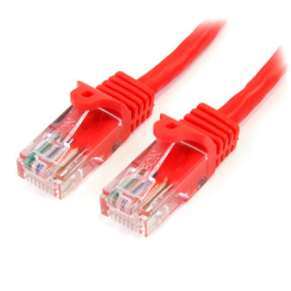 45PAT1MRD<BR>1m カテゴリー5e LANケーブル レッド RJ45コネクタ(ツメ折れ防止カバー付き) イーサネット対応Cat5e UTPケーブル<BR>スターテック・ドットコム㈱