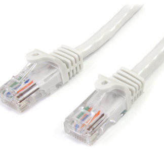 45PAT1MWH<BR>1m カテゴリー5e LANケーブル ホワイト RJ45コネクタ(ツメ折れ防止カバー付き) イーサネット対応Cat5e UTPケーブル<BR>スターテック・ドットコム㈱