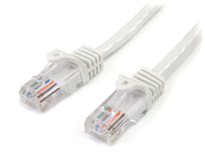 45PAT1MWH1m カテゴリー5e LANケーブル ホワイト RJ45コネクタ(ツメ折れ防止カバー付き) イーサネット対応Cat5e UTPケーブルスターテック・ドットコム㈱