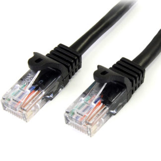 45PAT5MBK<BR>5m カテゴリー5e LANケーブル ブラック RJ45コネクタ(ツメ折れ防止カバー付き) イーサネット対応Cat5e UTPケーブル<BR>スターテック・ドットコム㈱