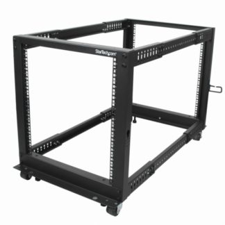 4POSTRACK12U<BR>12U 4ポストオープンフレーム型サーバーラック 奥行き調整幅457mm 耐荷重544kg キャスター/フロアレベラー/ケーブル配線フック付属<BR>スターテック・ドットコム㈱
