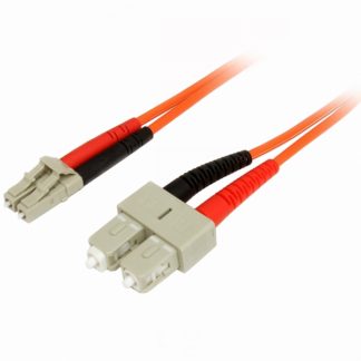 50FIBLCSC3<BR>3m 光ファイバーケーブル(光パッチコード)マルチモード対応 コア径50ミクロン/芯径125ミクロン 2芯Duplex LC-SCコネクタ<BR>スターテック・ドットコム㈱