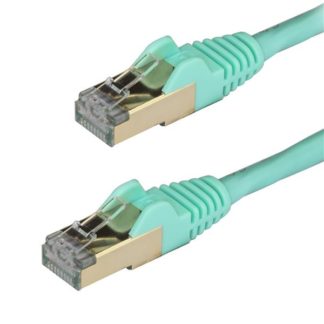6ASPAT150CMAQ<BR>カテゴリー6a LANケーブル 1.5m アクア ツメ折れ防止RJ45コネクタ 10ギガビット対応CAT6aケーブル<BR>スターテック・ドットコム㈱