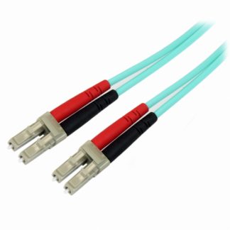 A50FBLCLC10<BR>光ファイバーケーブル 10m アクア/水色 10ギガ対応光パッチコード マルチモード コア径50ミクロン/芯径125ミクロン 2芯LC-LCコネクタ<BR>スターテック・ドットコム㈱