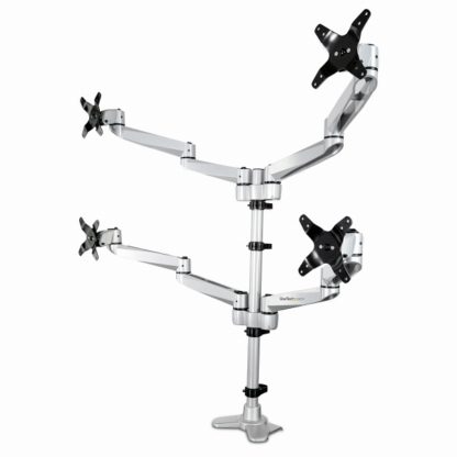ARMQUADPS4面液晶モニターアーム 水平可動式3関節アーム アルミ製 クランプ/グロメット固定 VESA規格27インチモニタ対応スターテック・ドットコム㈱