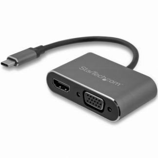CDP2HDVGA<BR>USB-C-VGA/HDMI 変換ディスプレイアダプタ 2 in 1 USB Type-Cマルチアダプター 4K/30Hz アルミケース スペースグレー<BR>スターテック・ドットコム㈱