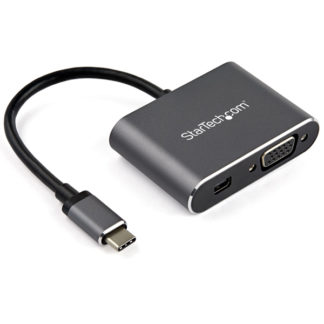 CDP2MDPVGA<BR>USB Type-C マルチ変換アダプタ Mini DisplayPort(4K/60Hz)またはVGA出力 アルミ筐体 HDR対応<BR>スターテック・ドットコム㈱