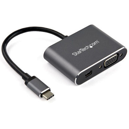 CDP2MDPVGAUSB Type-C マルチ変換アダプタ Mini DisplayPort(4K/60Hz)またはVGA出力 アルミ筐体 HDR対応スターテック・ドットコム㈱