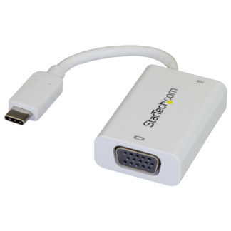 CDP2VGAUCPW<BR>USB Type-C接続VGAディスプレイ変換アダプタ ホワイト 60W USB Power Delivery<BR>スターテック・ドットコム㈱