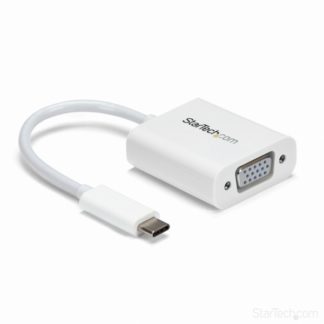 CDP2VGAW<BR>USB-C - VGA変換アダプタ(ホワイト) USB Type-C(オス)- アナログRGB/D-Sub15ピン(メス)ビデオコンバータ 1920 x 1200/ 1080pに対応<BR>スターテック・ドットコム㈱