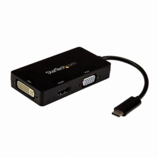 CDPVGDVHDBP<BR>3 in 1 USB Type-Cマルチアダプタ 4K/30Hz USB-C - HDMI/DVI/VGA ブラック<BR>スターテック・ドットコム㈱