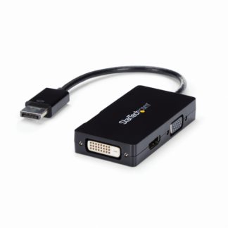 DP2VGDVHD<BR>DisplayPort-VGA/ DVI/ HDMI変換アダプタ スリーインワン・ディスプレイポート/ DP変換ケーブル 1920x1200/1080p ブラック<BR>スターテック・ドットコム㈱