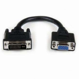 DVIVGAMF8IN<BR>20cm DVI-VGA変換ケーブル DVI-I オス (29ピン)-VGA メス (D-Sub15ピン) ブラック<BR>スターテック・ドットコム㈱