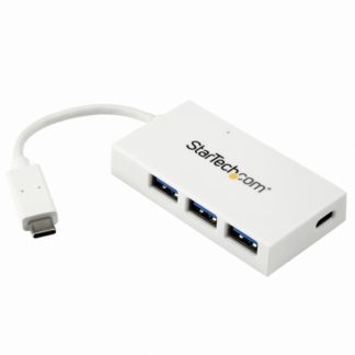 HB30C3A1CFBW<BR>USB Type-C接続4ポート増設USB 3.0ハブ USB-C - 1x USB-C/3x USB-A ホワイト USBバスパワー対応<BR>スターテック・ドットコム㈱