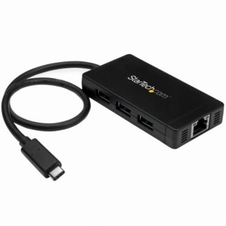 HB30C3A1GE<BR>USB Type-C接続3ポートUSB 3.0ハブ/ 1ポートギガビット有線LANアダプタ (ACアダプタ付属) USB-C - 3x USB-A / 1x RJ45 GbE<BR>スターテック・ドットコム㈱
