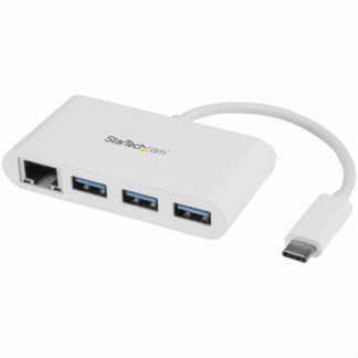 HB30C3A1GEAギガビットEthernetポート搭載3ポートUSB 3.0ハブ USB Type-C接続 USB 3.0ハブ搭載有線LANアダプタ ホワイトスターテック・ドットコム㈱