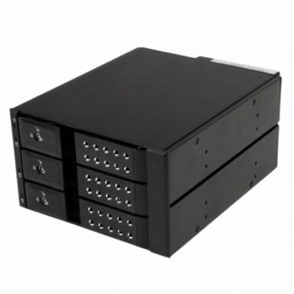 HSB3SATSASBA<BR>3x 3.5インチ SAS 2.0/SATA 3.0ハードディスクドライブ対応モバイルラック インナートレイ不要 ホットスワップ対応 2x 5インチベイ搭載HDDリムーバブルラック<BR>スターテック・ドットコム㈱
