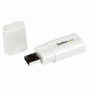 ICUSBAUDIO<BR>USBオーディオ変換アダプタ USB 2.0 外付けサウンドカード 1x USB A (オス)ー2x 3.5mmミニジャック (メス) ホワイト<BR>スターテック・ドットコム㈱