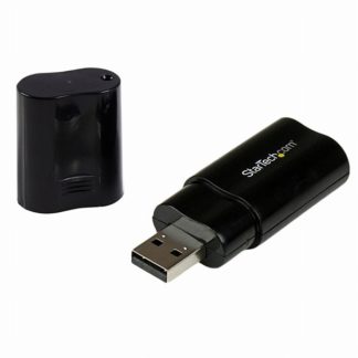 ICUSBAUDIOB<BR>USB接続ステレオオーディオ変換アダプタ ヘッドフォン/マイク用3.5mmミニジャック増設外付けサウンドインターフェース USB タイプ A オス - 2x 3.5mm 3極ミニジャック メス<BR>スターテック・ドットコム㈱