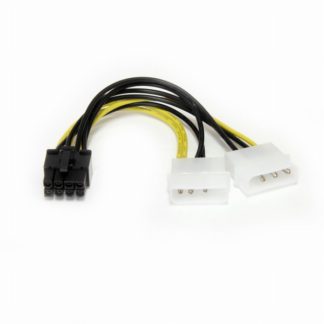 LP4PCIEX8ADP<BR>15cm 2x ペリフェラル電源コネクタ(4ピン/オス) - PCI Express電源コネクタ(8ピン/オス)変換アダプタケーブル<BR>スターテック・ドットコム㈱
