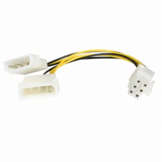 LP4PCIEXADAP<BR>15cm 2x ペリフェラル電源コネクタ(4ピン/オス) - PCI Express電源コネクタ(6ピン/オス)変換アダプタケーブル グラフィックボード(グラボ)電源用<BR>スターテック・ドットコム㈱