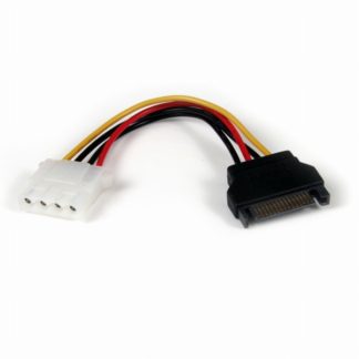 LP4SATAFM6IN<BR>電源コネクタ変換アダプタケーブル 15cm SATA電源(15ピン)オス - ペリフェラル電源(4ピン)メス<BR>スターテック・ドットコム㈱