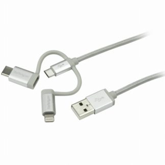 LTCUB1MGRiPhone/アイフォン/スマホ対応マルチ充電チャージングケーブル(1m) USB-A - Apple lightning/ USB Type-C/ USB Micro-B USB 2.0準拠スターテック・ドットコム㈱