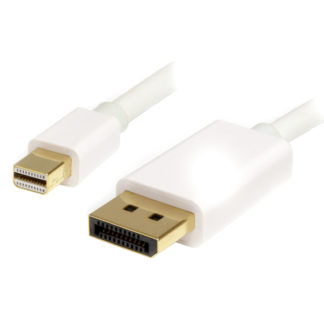 MDP2DPMM1MW<BR>Mini DisplayPort - DisplayPort 1.2変換ケーブル 1m Mini DP/ミニディスプレイポート（オス） - ディスプレイポート/DP（オス） ホワイト<BR>スターテック・ドットコム㈱