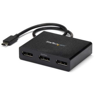 MSTCDP123DP<BR>USB-C-DisplayPortマルチモニターアダプタ 3ポートMSTハブ 4K対応 USB Type-C(オス)-3x ディスプレイポート(メス)Windowsのみ対応<BR>スターテック・ドットコム㈱