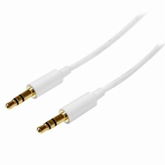 MU2MMMSWH<BR>2m ホワイト スリム 2x 3.5mmステレオミニプラグケーブル 3.5ミリステレオオーディオケーブル (白) オス/ オス<BR>スターテック・ドットコム㈱