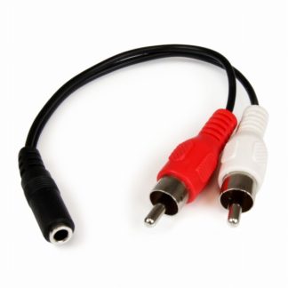 MUFMRCA<BR>15cm ステレオオーディオAUDIO変換ケーブル 3.5mmミニジャック 3極 (メス) - 2x RCA(オス)<BR>スターテック・ドットコム㈱