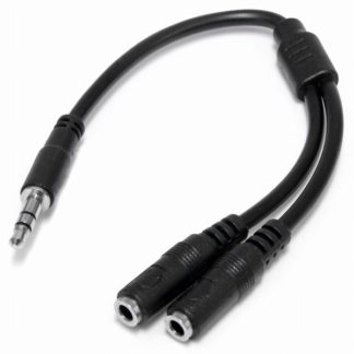 MUY1MFFS<BR>スリム ステレオミニ端子オーディオスプリッター分配ケーブル 3.5mm 3極ステレオミニプラグ (オス) - 2x 3.5mm 3極ステレオミニジャック (メス) ブラック<BR>スターテック・ドットコム㈱
