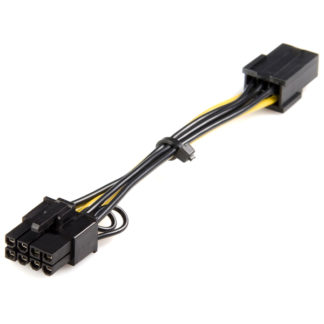 PCIEX68ADAP<BR>PCI Express電源6ピン - 8ピン変換アダプタケーブル 8ピン補助電源コネクタを必要とするグラフィックカードに対応 6ピン (メス) / 8ピン (オス)<BR>スターテック・ドットコム㈱