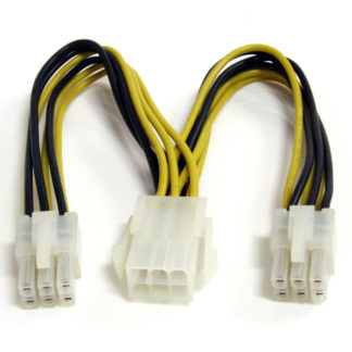 PCIEXSPLIT6<BR>15cm PCI Express電源 分岐/二股/Y字 延長ケーブル 1x 6ピン メス - 2x 6ピン オス<BR>スターテック・ドットコム㈱