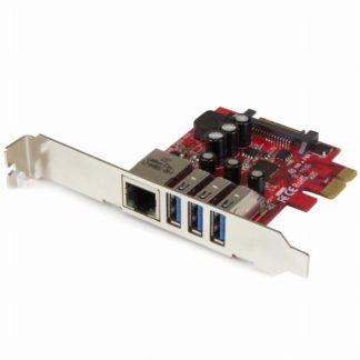 PEXUSB3S3GE<BR>3ポートUSB 3.0/ 1ポートギガビットイーサネット増設PCI Expressインターフェースカード 1x GbE LANカード/3x USB 3.0拡張用PCIeカード<BR>スターテック・ドットコム㈱
