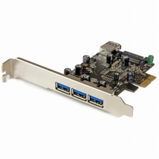 PEXUSB3S42<BR>USB 3.0 4ポート増設 PCI Expressカード 外部ポート x3/ 内部ポート x1搭載 Windows 7/8でネイティブOSに対応 フルサイズ/ロープロファイルPCIに対応<BR>スターテック・ドットコム㈱