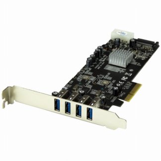 PEXUSB3S42V<BR>SuperSpeed USB 3.0 4ポート増設PCI Express/ PCIe x4 インターフェースカード 2個の専用5Gbpsチャネル UASP対応 SATA(15ピン) / ペリフェラル(4ピン) 電源端子付き<BR>スターテック・ドットコム㈱