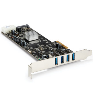 PEXUSB3S44V<BR>SuperSpeed USB 3.0 4ポート増設PCI Express/ PCIe x4 インターフェースカード 4個の専用5Gbpsチャネル UASP対応 SATA(15ピン) / ペリフェラル(4ピン) 電源端子付き<BR>スターテック・ドットコム㈱
