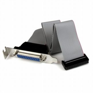 PLATE25F16LP<BR>40cm マザーボードピンヘッダー接続パラレル(LPT)ポート増設ケーブル ロープロファイル対応PCIブラケット付き DB25 メス - IDCリボン/フラットケーブル(26ピン)<BR>スターテック・ドットコム㈱