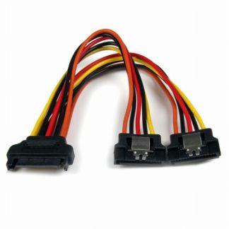 PYO2LSATA<BR>15cm ラッチ付きSATA電源ケーブル シリアルATA Y字分岐/スプリッターケーブル 1x SATA電源プラグ(オス)-2x SATA電源レセプタクル(メス)<BR>スターテック・ドットコム㈱